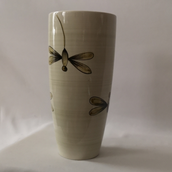 Large Faria & Bento Earthenware Hand-painted Dragonfly Vase, Made in Portugal - Picture 2 of 4